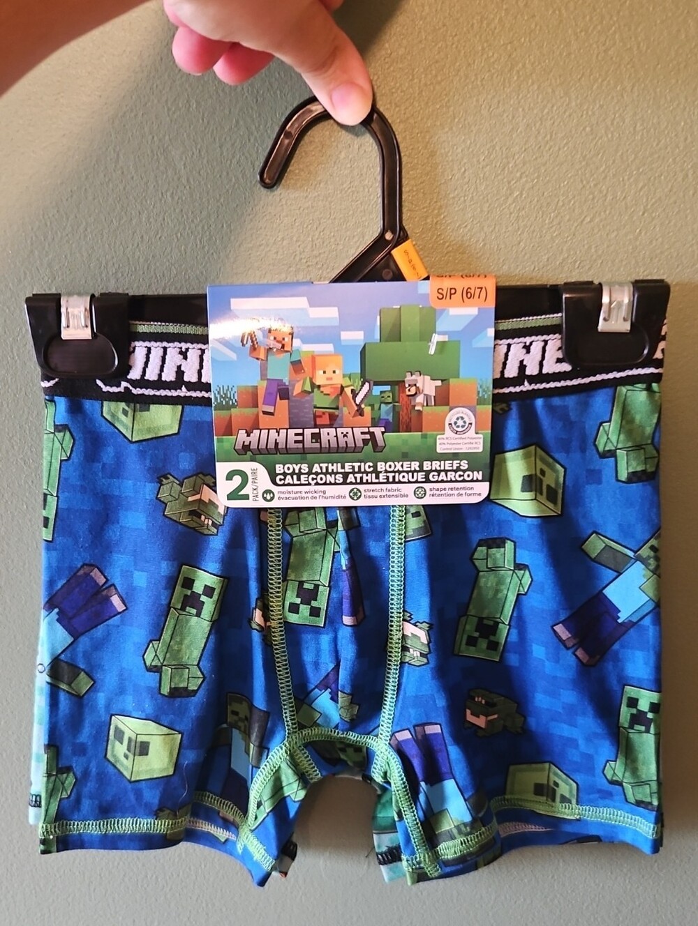Boys Athletic Boxer Briefs - Blue & Green - Minecraft.